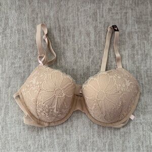 New Victorias Secret Lined Demi Elegant Lace Beige Bra